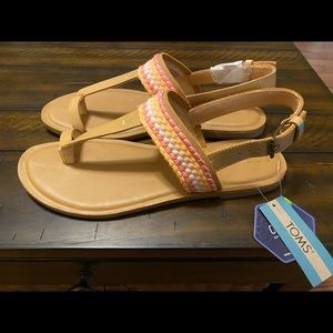 Toms Bree sandals in Honey Leather/Woven, size 10
